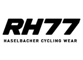 RH77 Logo, Schwarzer text &quot;RH77&quot; auf weißem Grund