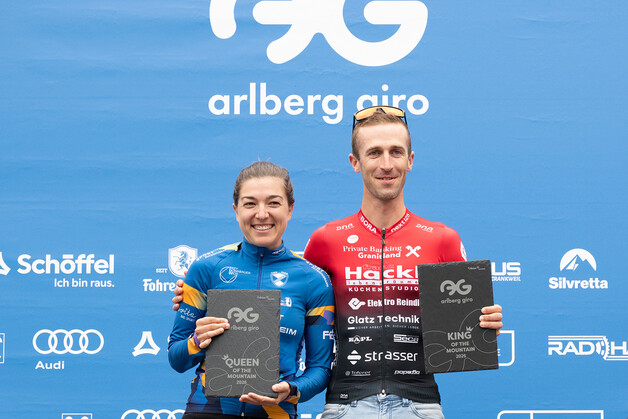 King and Queen of the mountain Arlberg Giro 2026 at the ceremony