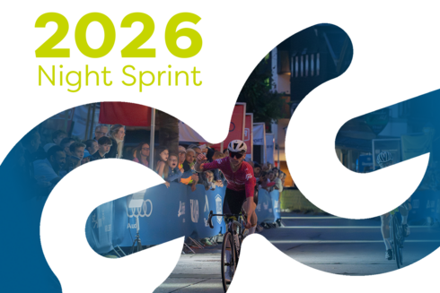 Teilnehmer beim Stanton Night Sprint. "2026 Night Sprint" ist am Bild oben links in gelb/grün geschrieben. 